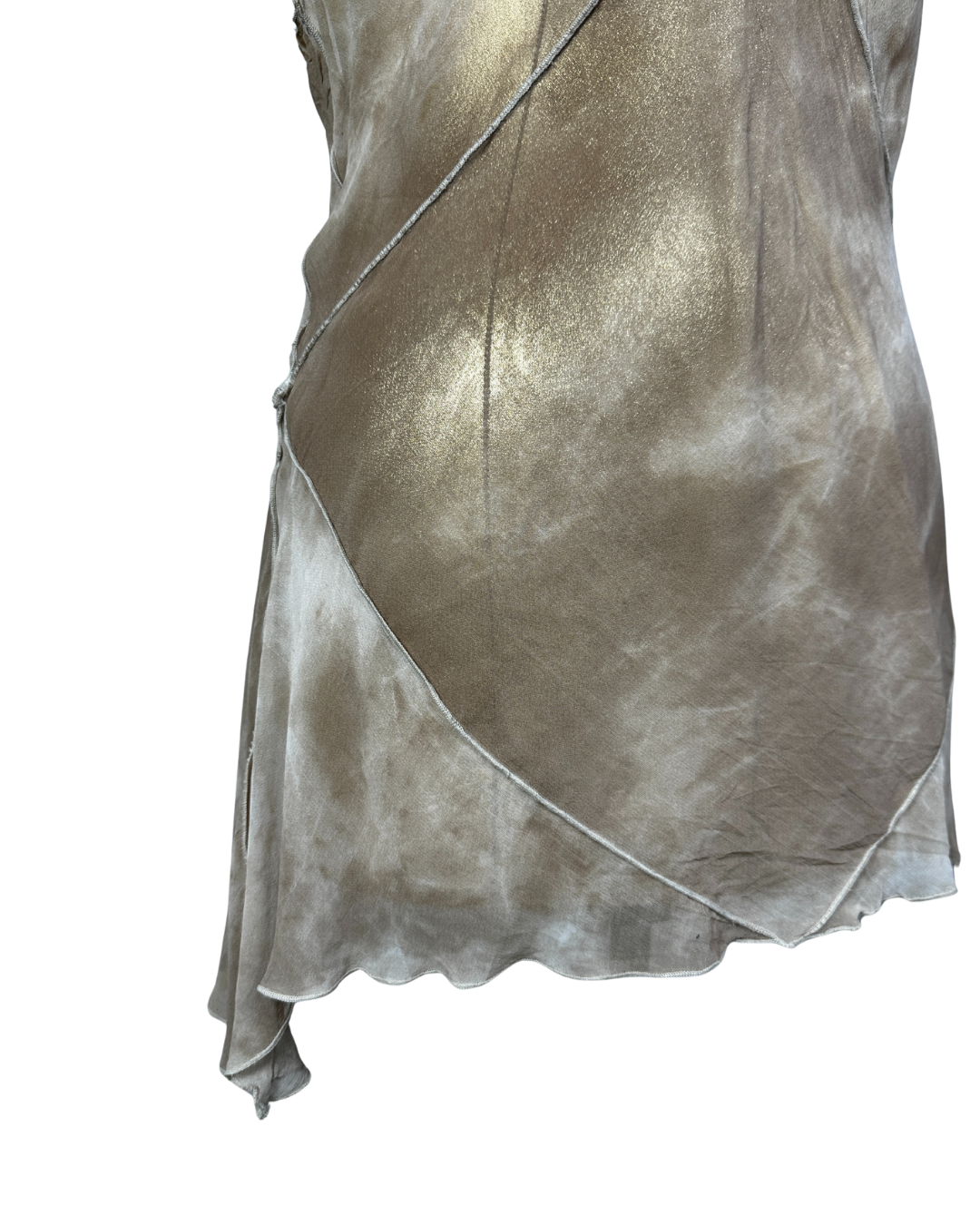 Kishido Chic Sheer Assymetrical Top w/ Diagonal Seaming