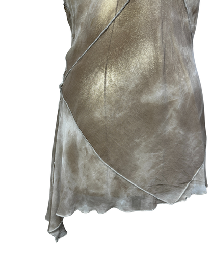 Kishido Chic Sheer Assymetrical Top w/ Diagonal Seaming