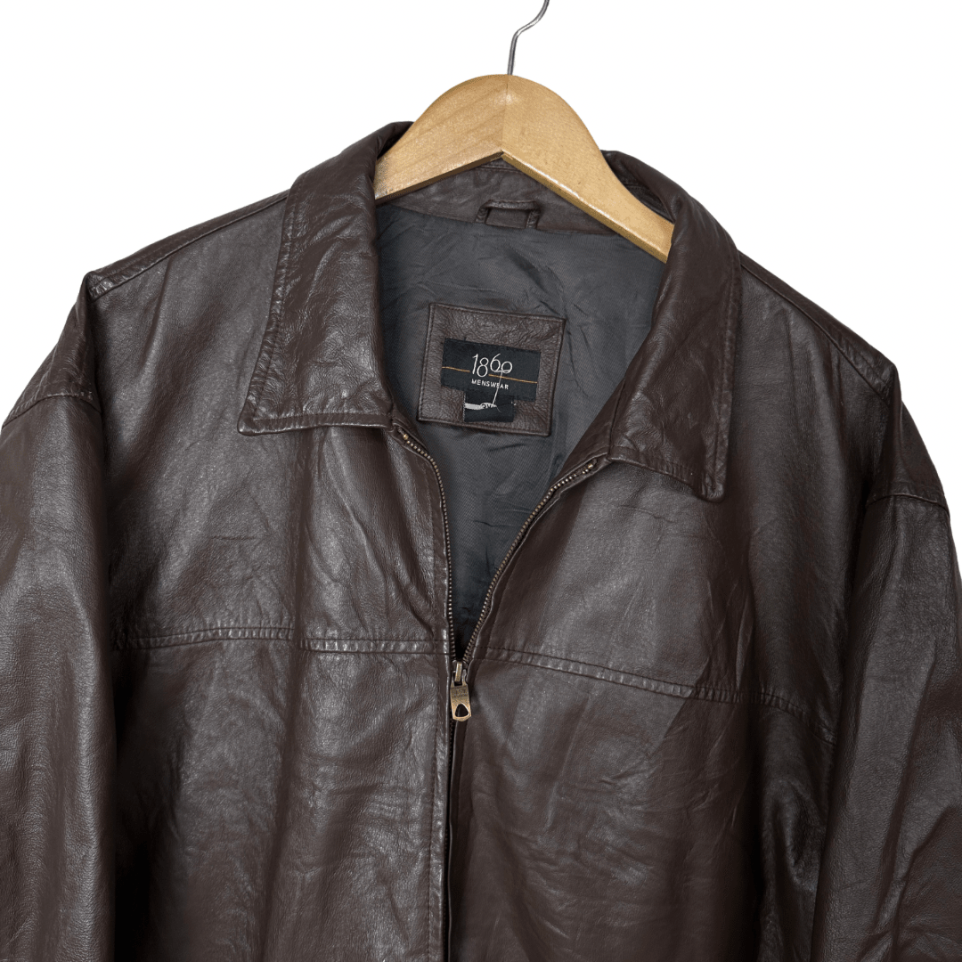 1860 Menswear Genuine Leather Jacket 3XL - Funkify