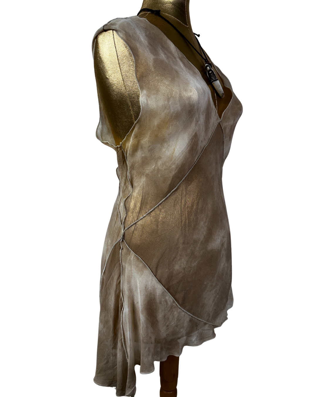 Kishido Chic Sheer Assymetrical Top w/ Diagonal Seaming