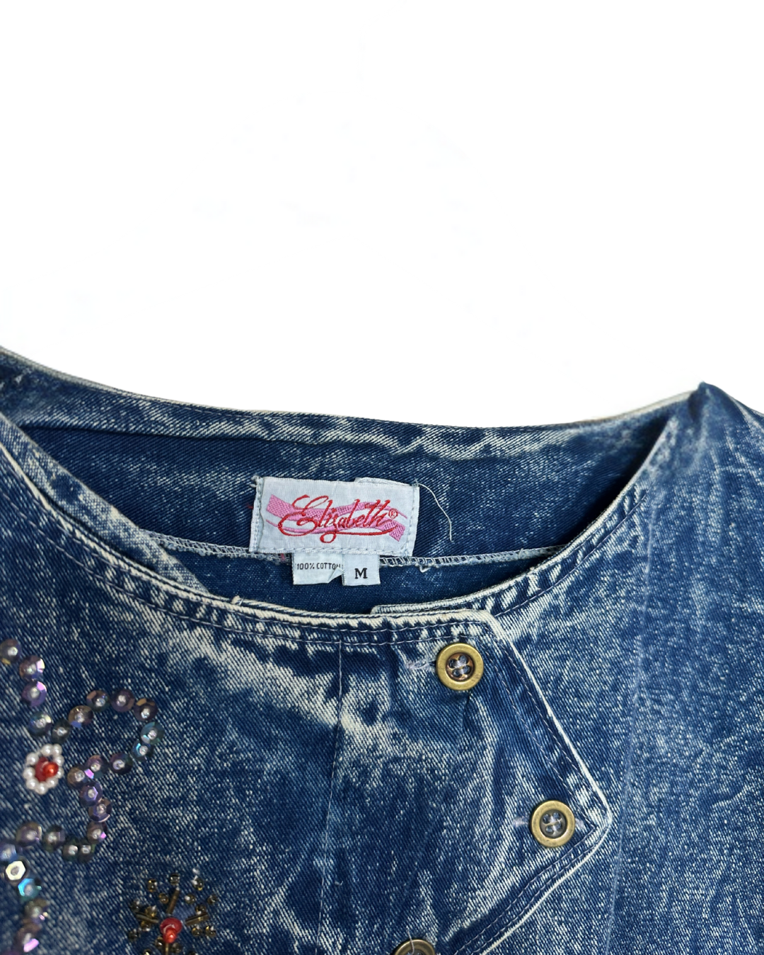 Vintage 80s Embelished Denim Vest Medium
