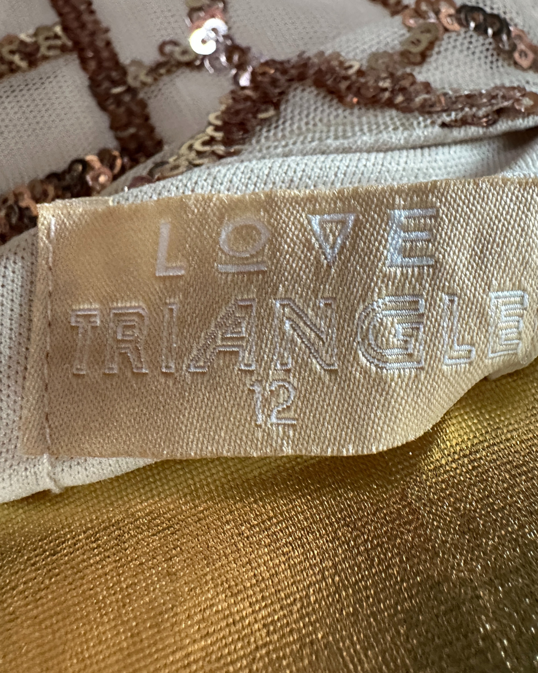 Love Triangle Sequin Embellished Cami Rose Gold Dress