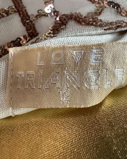 Love Triangle Sequin Embellished Cami Rose Gold Dress