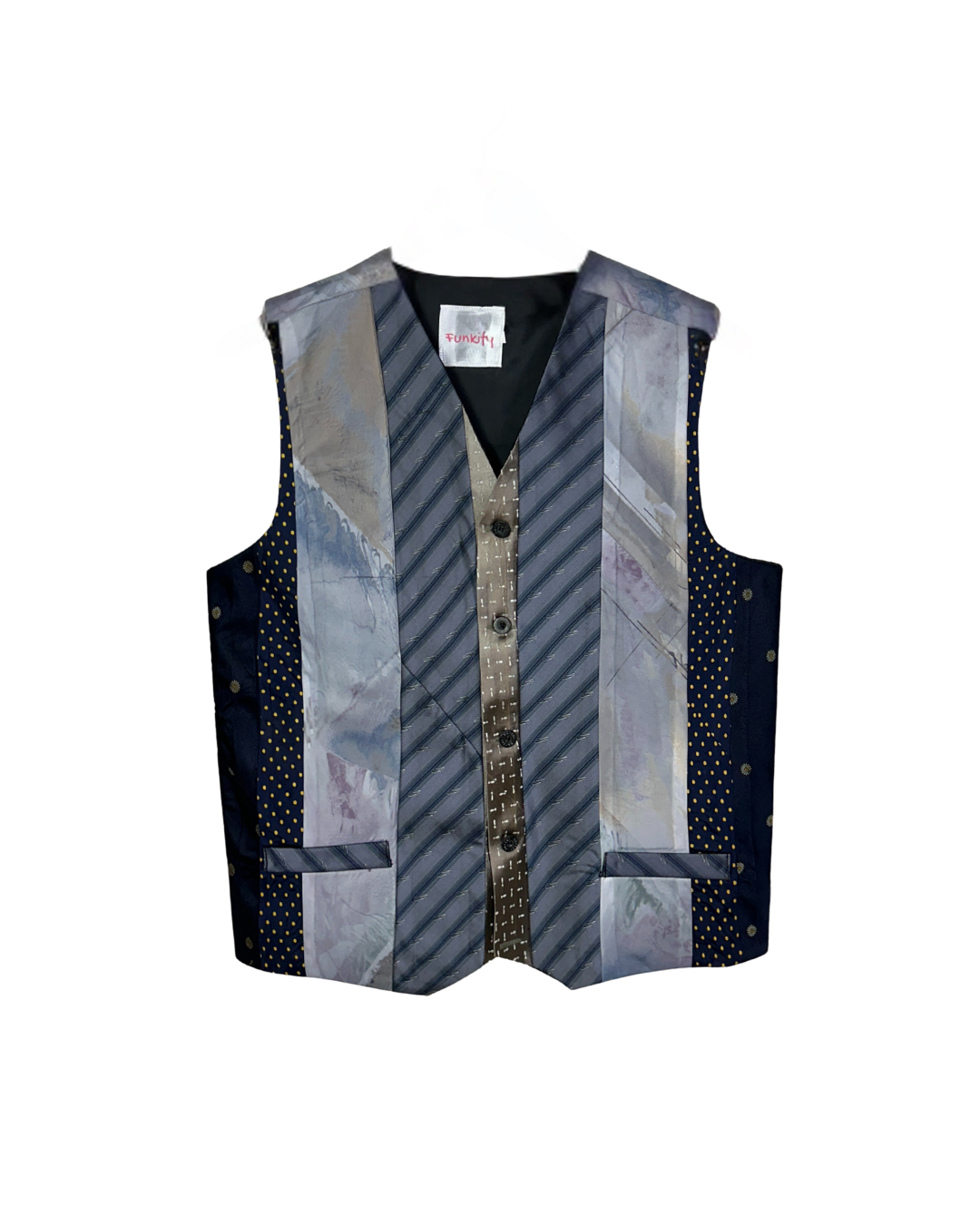 Retied Upcycled Neckties Vest - Medium
