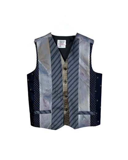 Retied Upcycled Neckties Vest - Medium