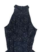 Precis Petite Navy Lace & Sequin High-Neck Keyhole Cocktail Dress - Large