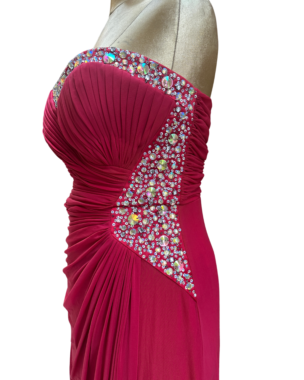 Lipsy Strapless Red Beaded Dress
