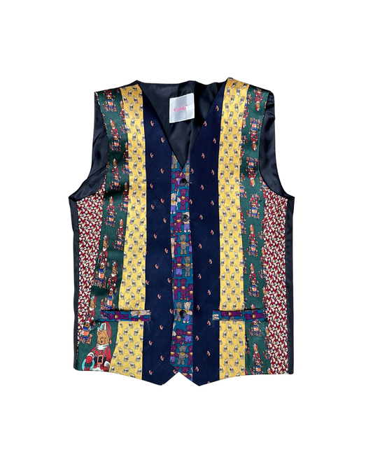 Retied Teddy Bear Theme Upcycled Vest - Medium