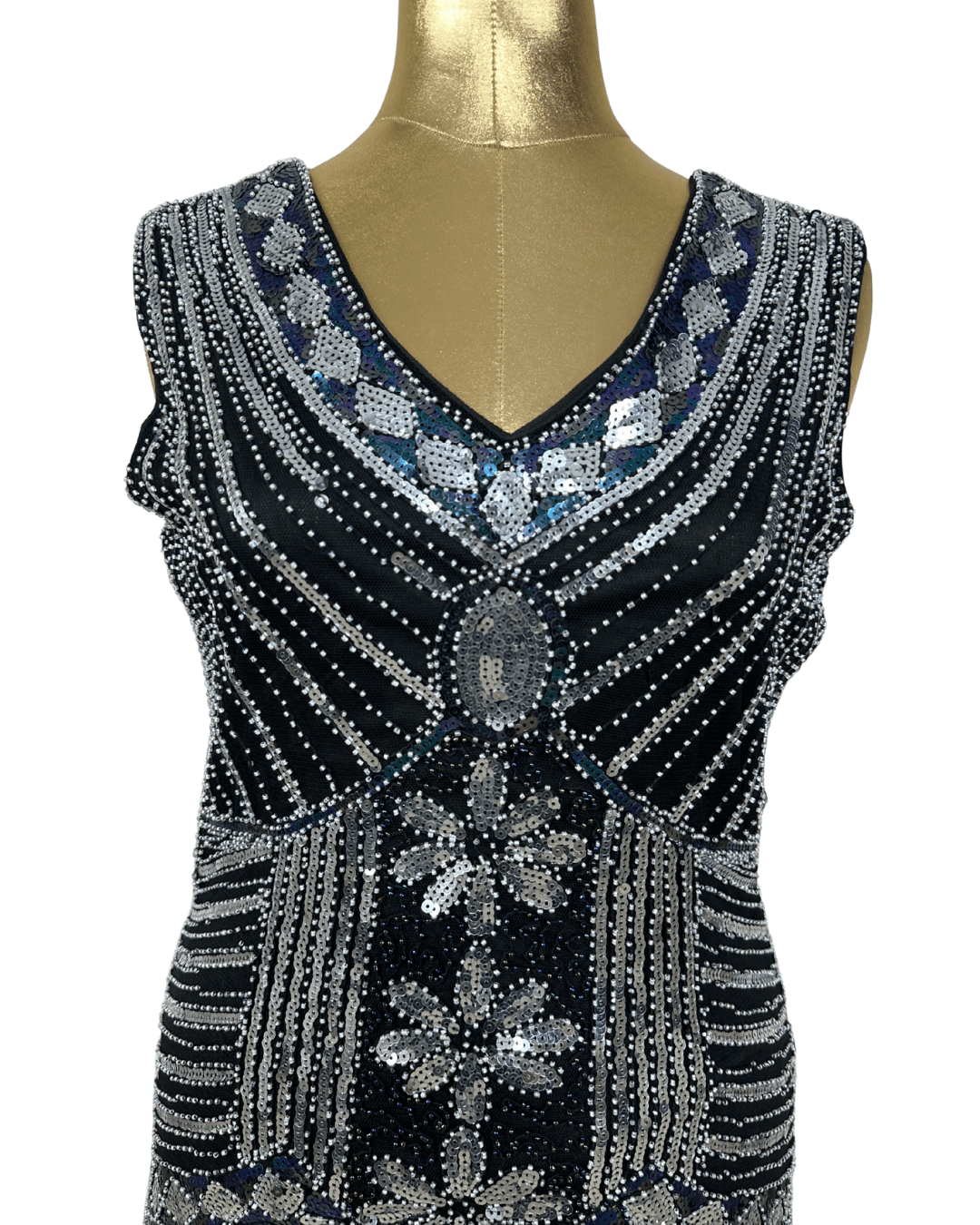 1920's Inspired Great Gatsby Sequin Flapper Dress - Medium - Funkify