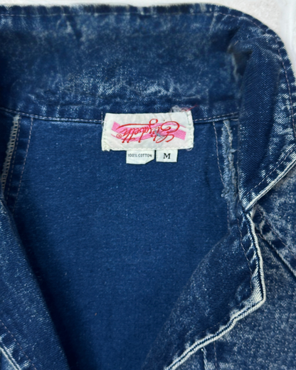 Vintage 80s Embellished Denim Vest Medium