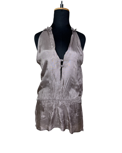Y2K Silky Ruffle Back Blouse