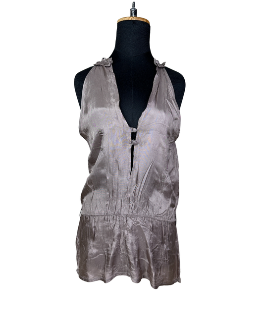 Y2K Silky Ruffle Back Blouse