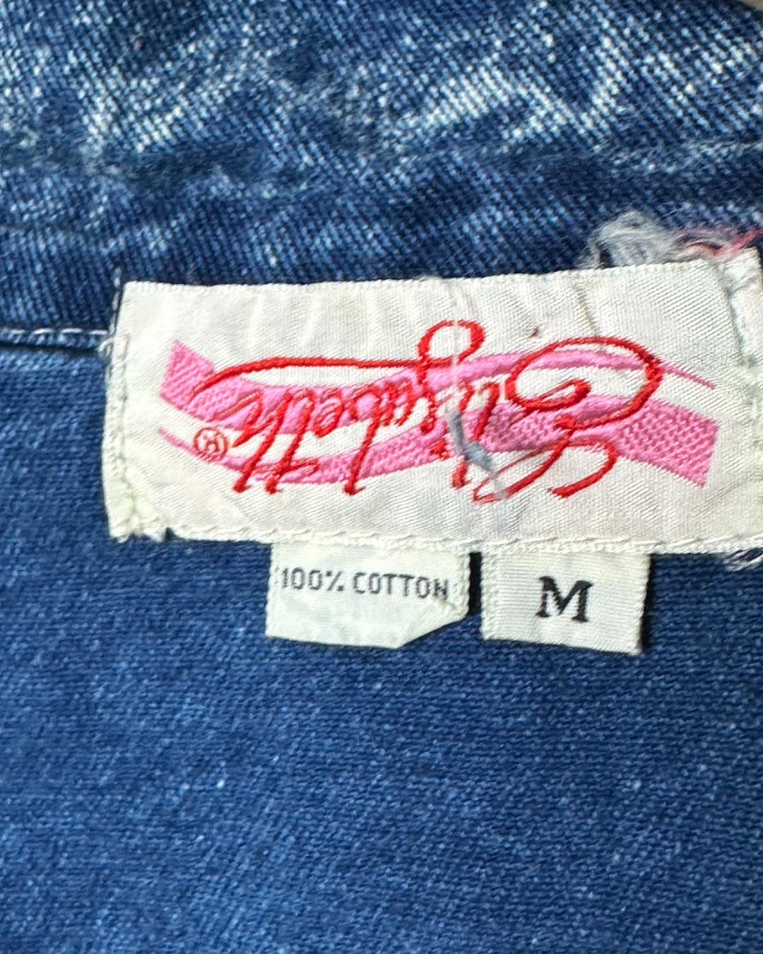 Vintage 80s Embellished Denim Vest Medium
