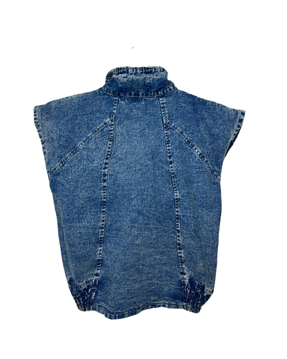 Vintage 80s Embellished Denim Vest Medium