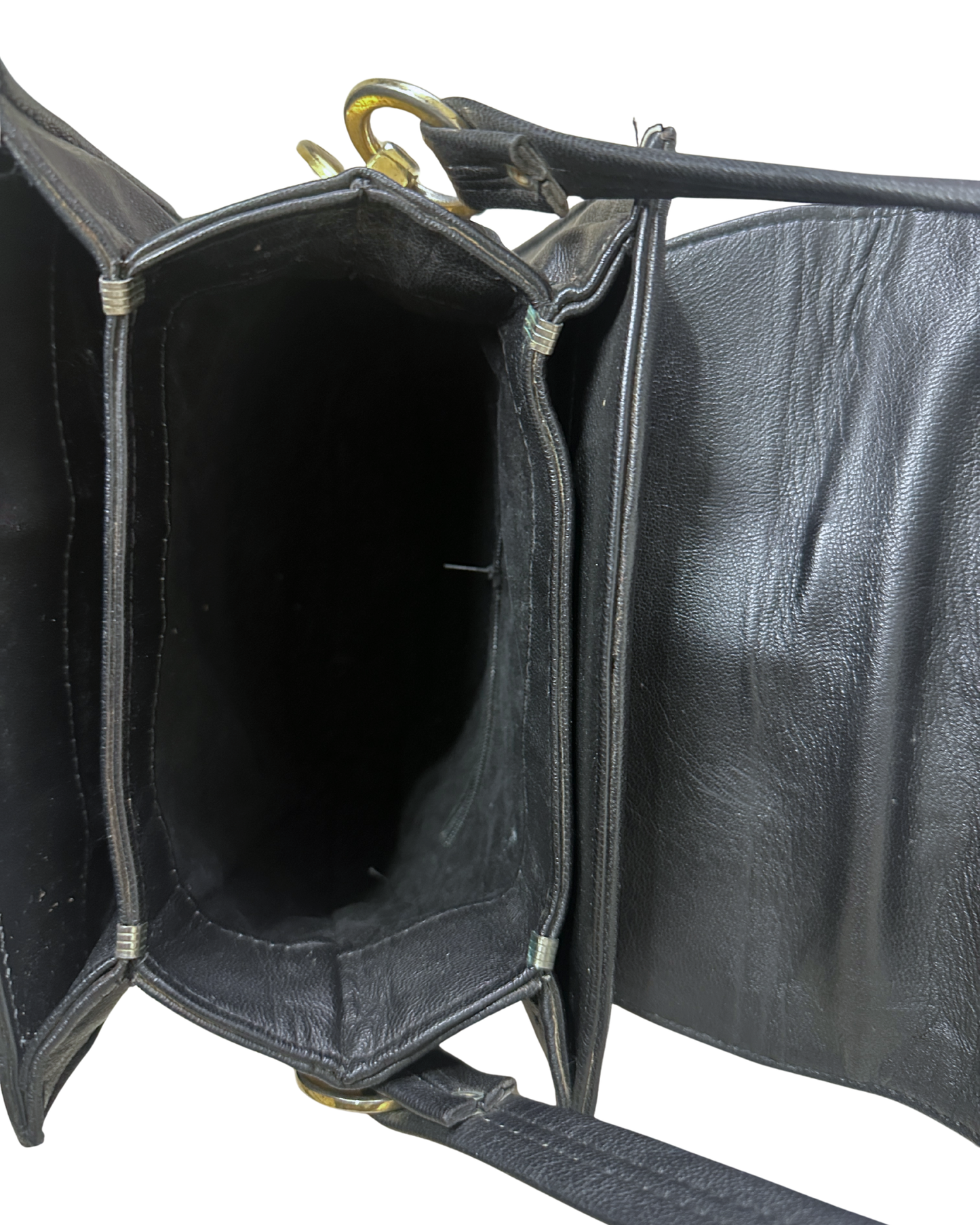 Vintage Leather Croc-Embossed Crossbody Messenger Bag