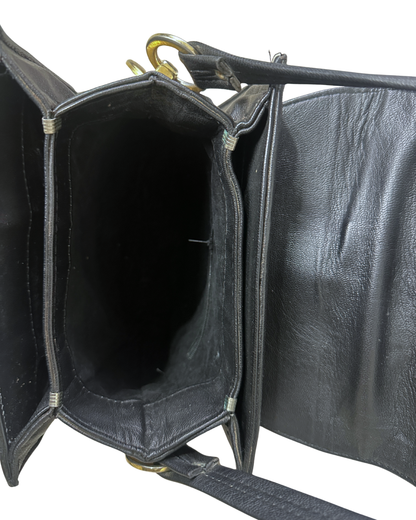 Vintage Leather Croc-Embossed Crossbody Messenger Bag