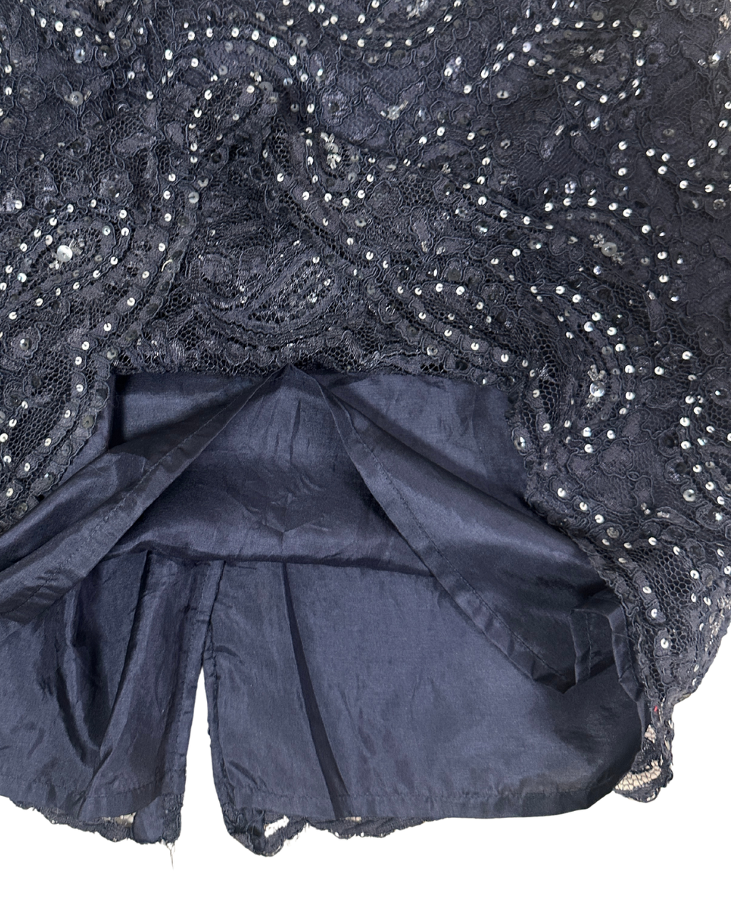 Precis Petite Navy Lace & Sequin High-Neck Keyhole Cocktail Dress - Large