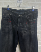 Miss Teen Y2K Dark Wash Jeans with Knee Buckles & Back Zippers