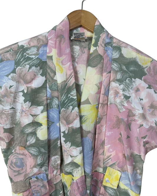Vintage Darian Pleated Two-Button Blouse - Large