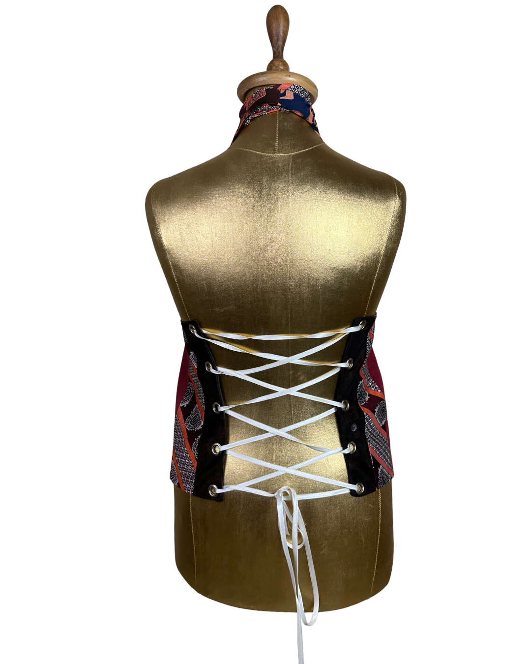 Handmade Upcycled Halter Corset-Back Vest Top & Choker