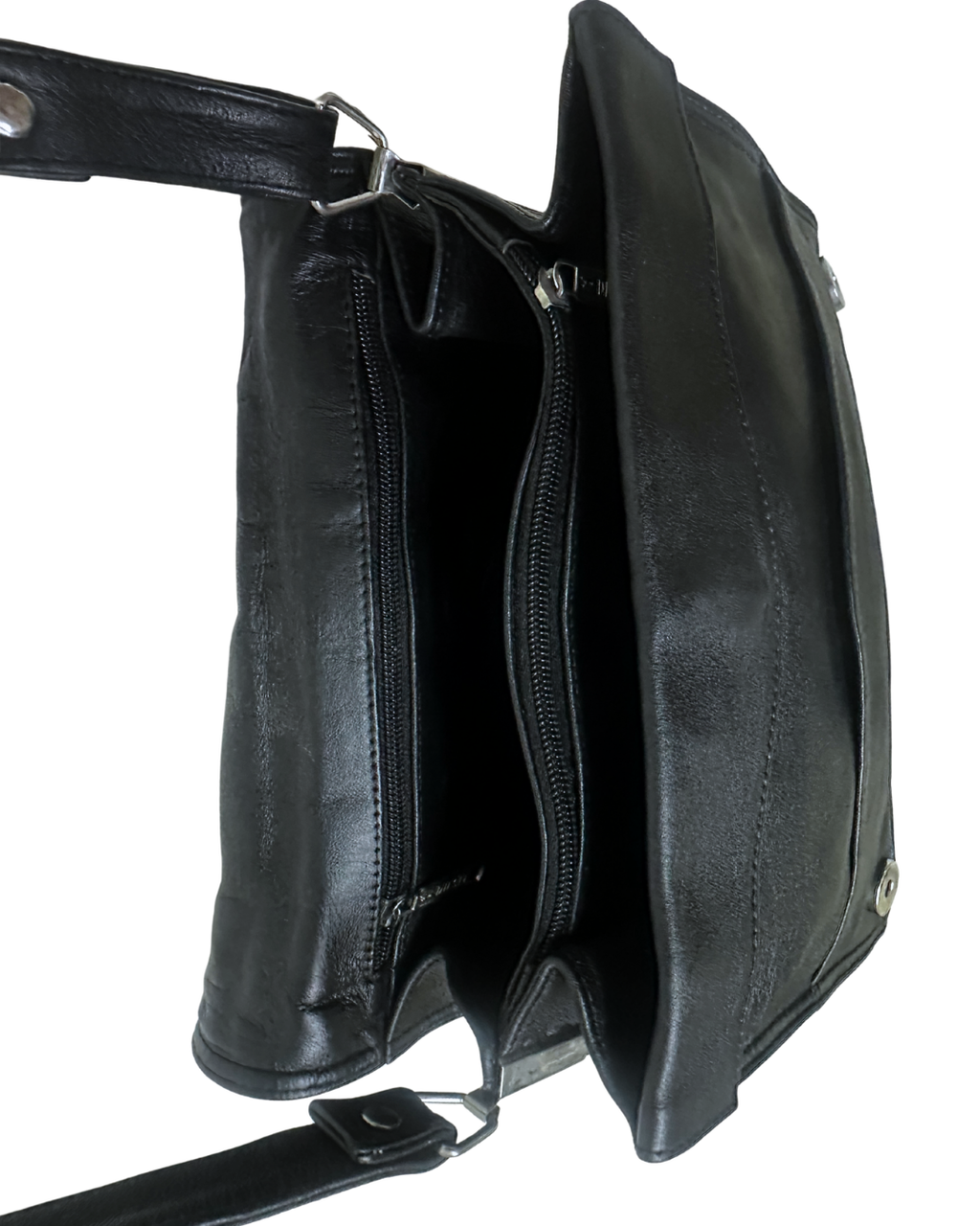 Genuine Leather Embossed Egyptian Motif Black Crossbody Bag