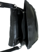 Genuine Leather Embossed Egyptian Motif Black Crossbody Bag