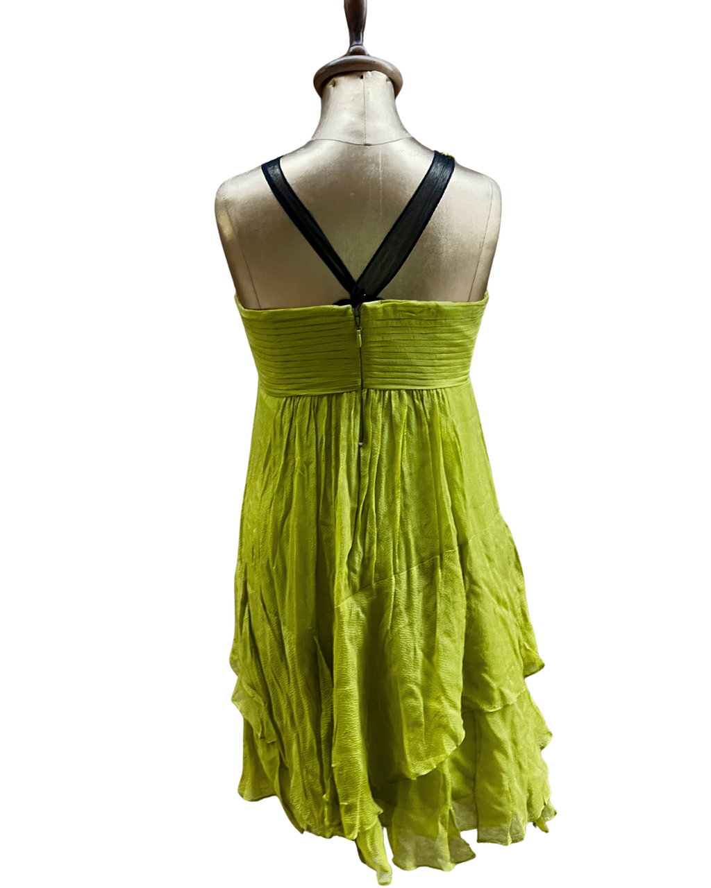BCBG Maxazria Y2K Beaded Halter Layered Silk Dress