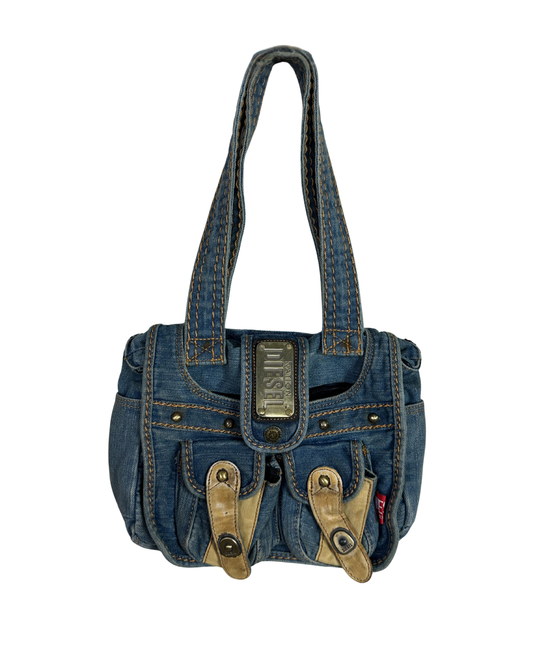 Vintage Y2K Diesel Nation Distressed Denim Bag