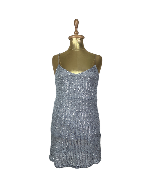 Primark Silver Sequin Slip Mini Dress - XS