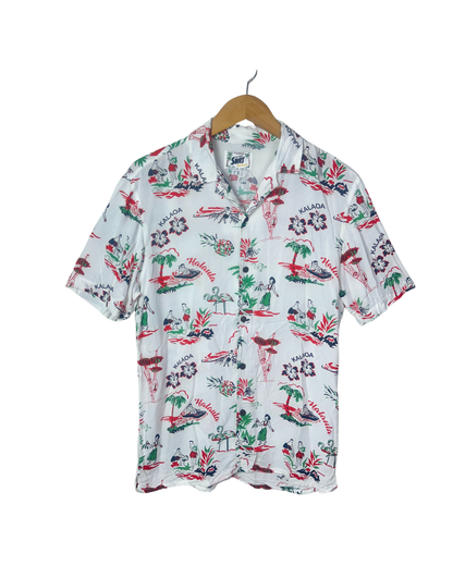 Tribal Patterned Hawaiian Shirt Small