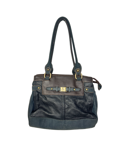 Vintage Y2K AURIELLE Brown & Black Genuine Leather Shoulder Tote