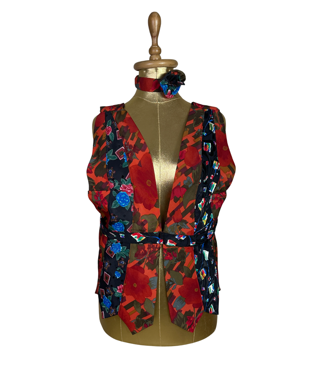 Handmade Upcycled Halter Corset-Back Vest Top & Choker