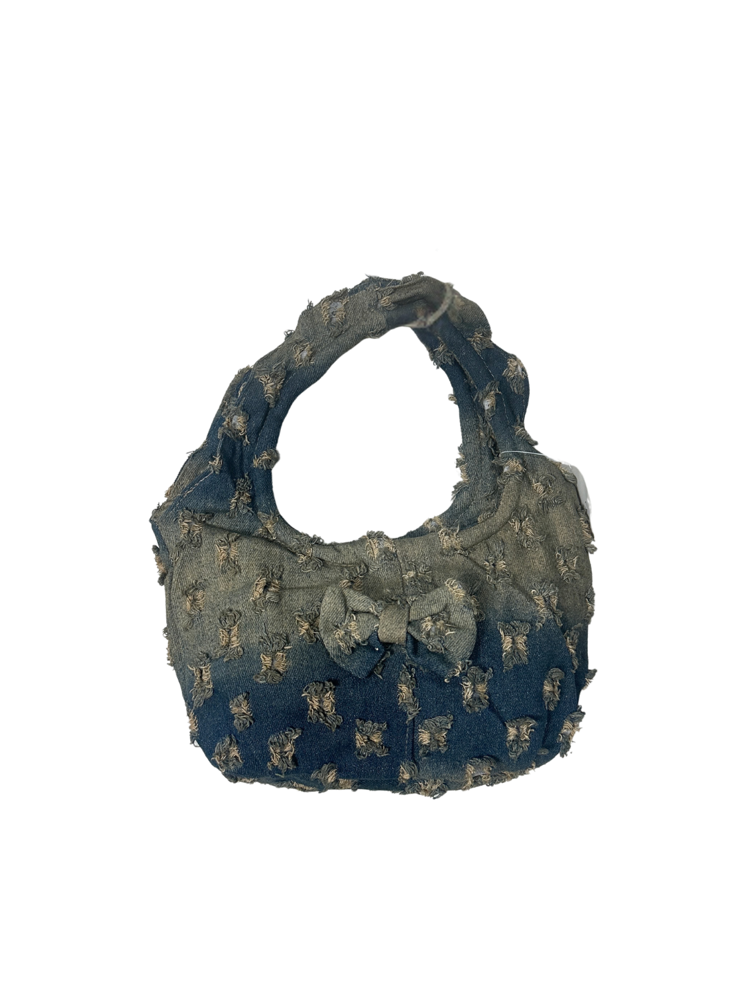 Y2K Distressed Denim Mini Bag with Bow Detail