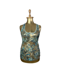 Embroidered Paisley Gold & Teal Mesh Tank Top