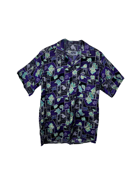 Vintage Abstract Print Short Sleeve Shirt