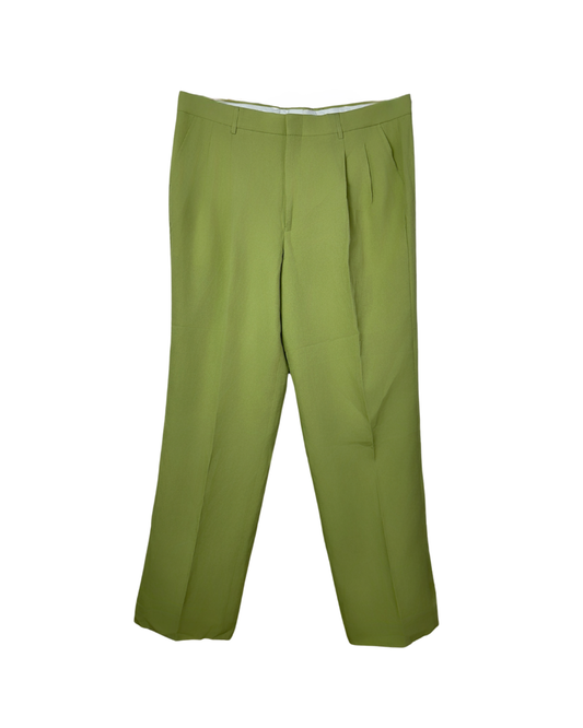 Lucci Collezione Green Pleated Dress Pants - Men's 40W