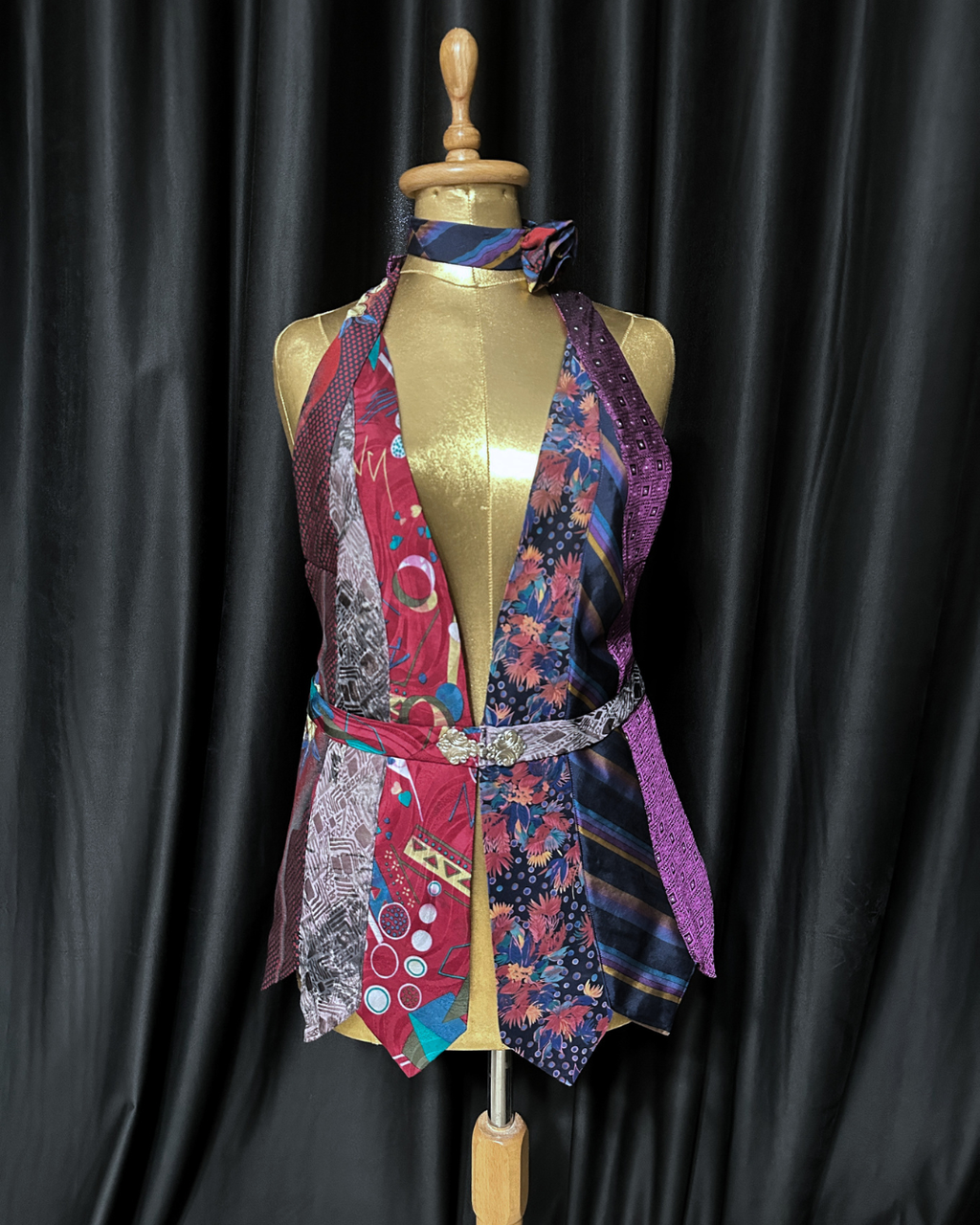 Handmade Upcycled Tie Halter Vest Top & Choker