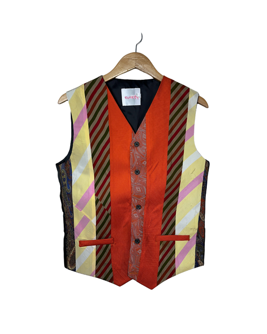 Retied Upcycled Necktie Vest Medium