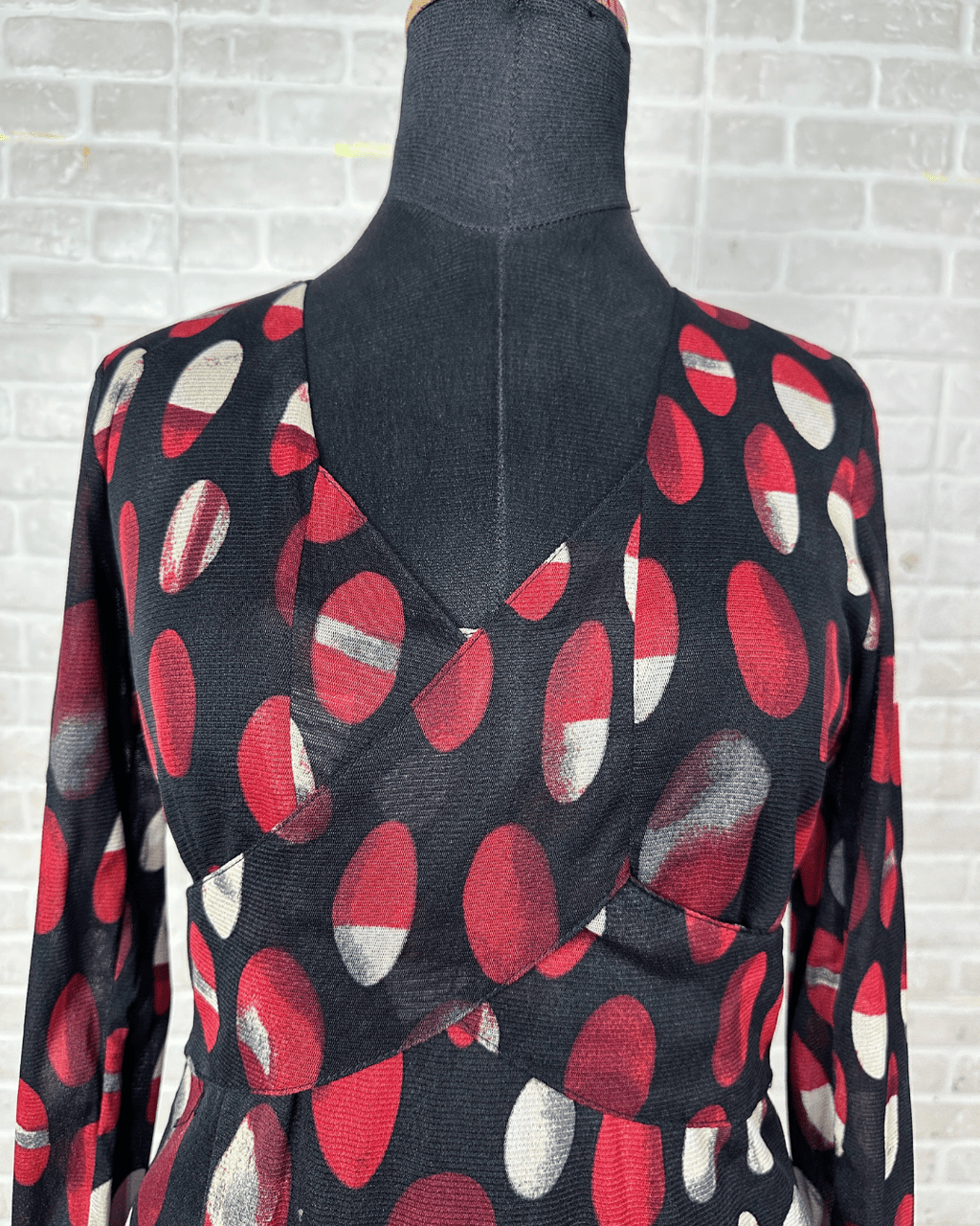2000s Abstract Print Wrap - Style Fitted Top - Funkify