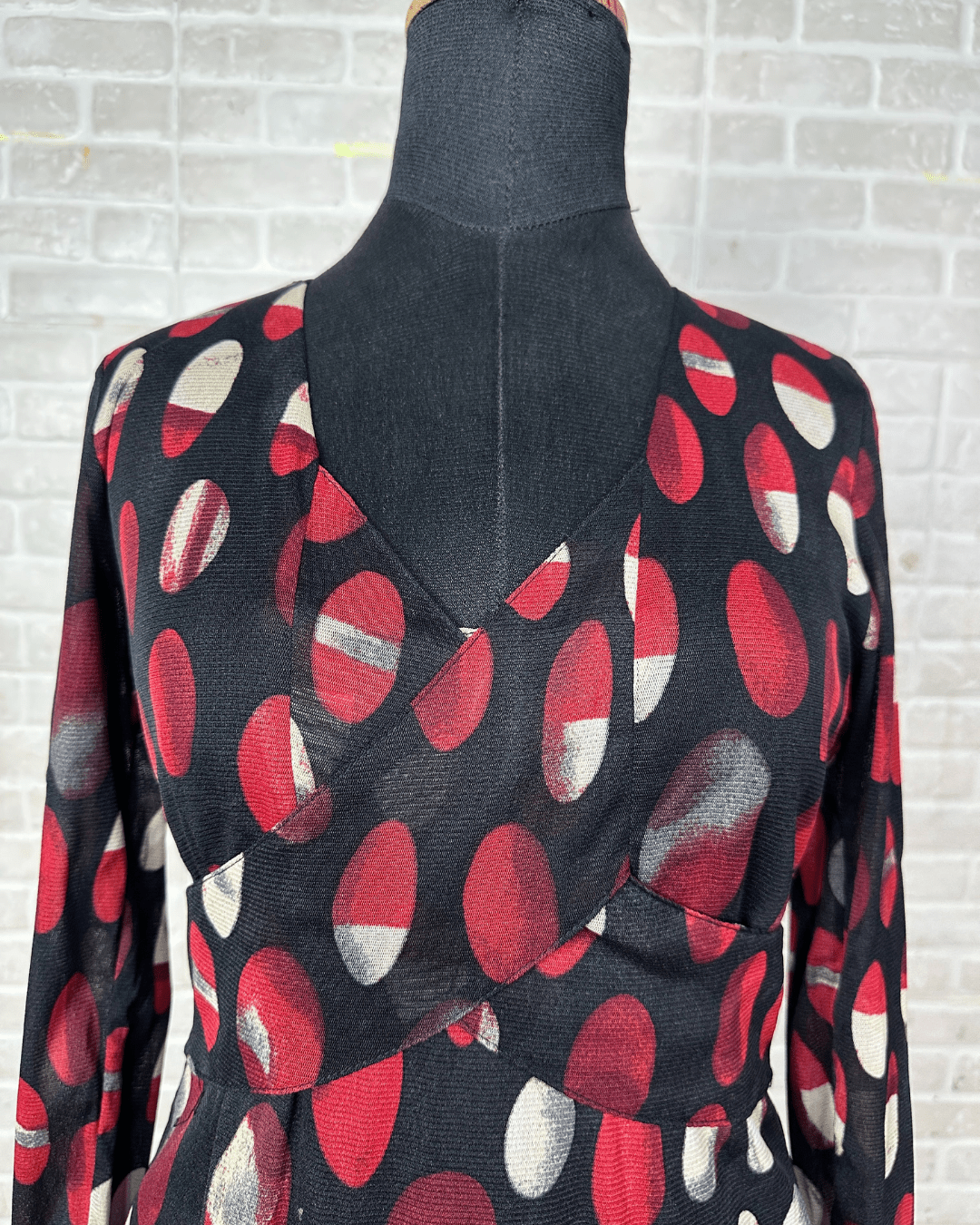 2000s Abstract Print Wrap - Style Fitted Top - Funkify