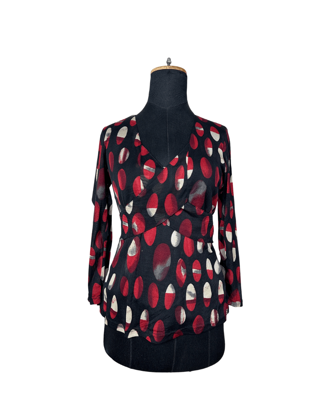 2000s Abstract Print Wrap - Style Fitted Top - Funkify