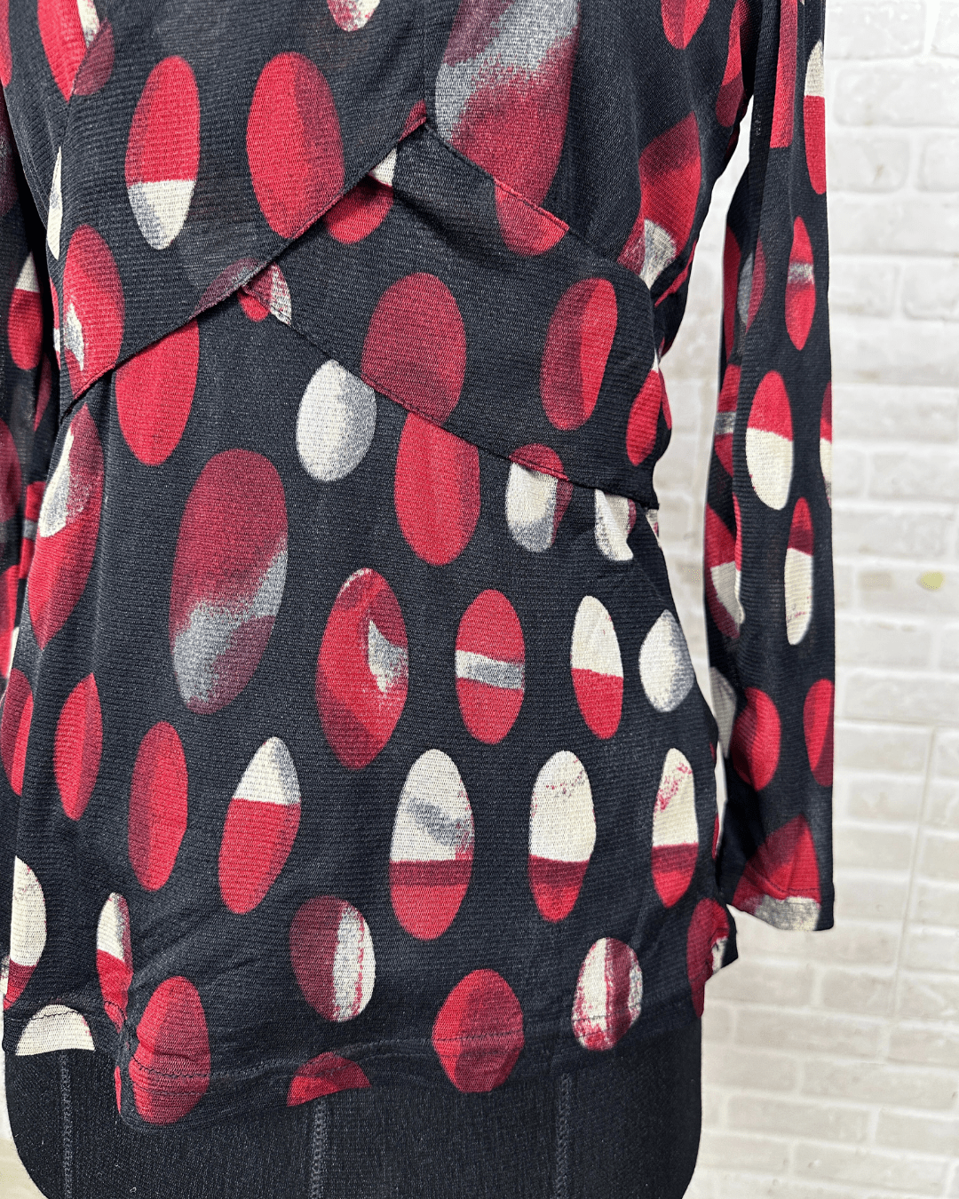 2000s Abstract Print Wrap - Style Fitted Top - Funkify