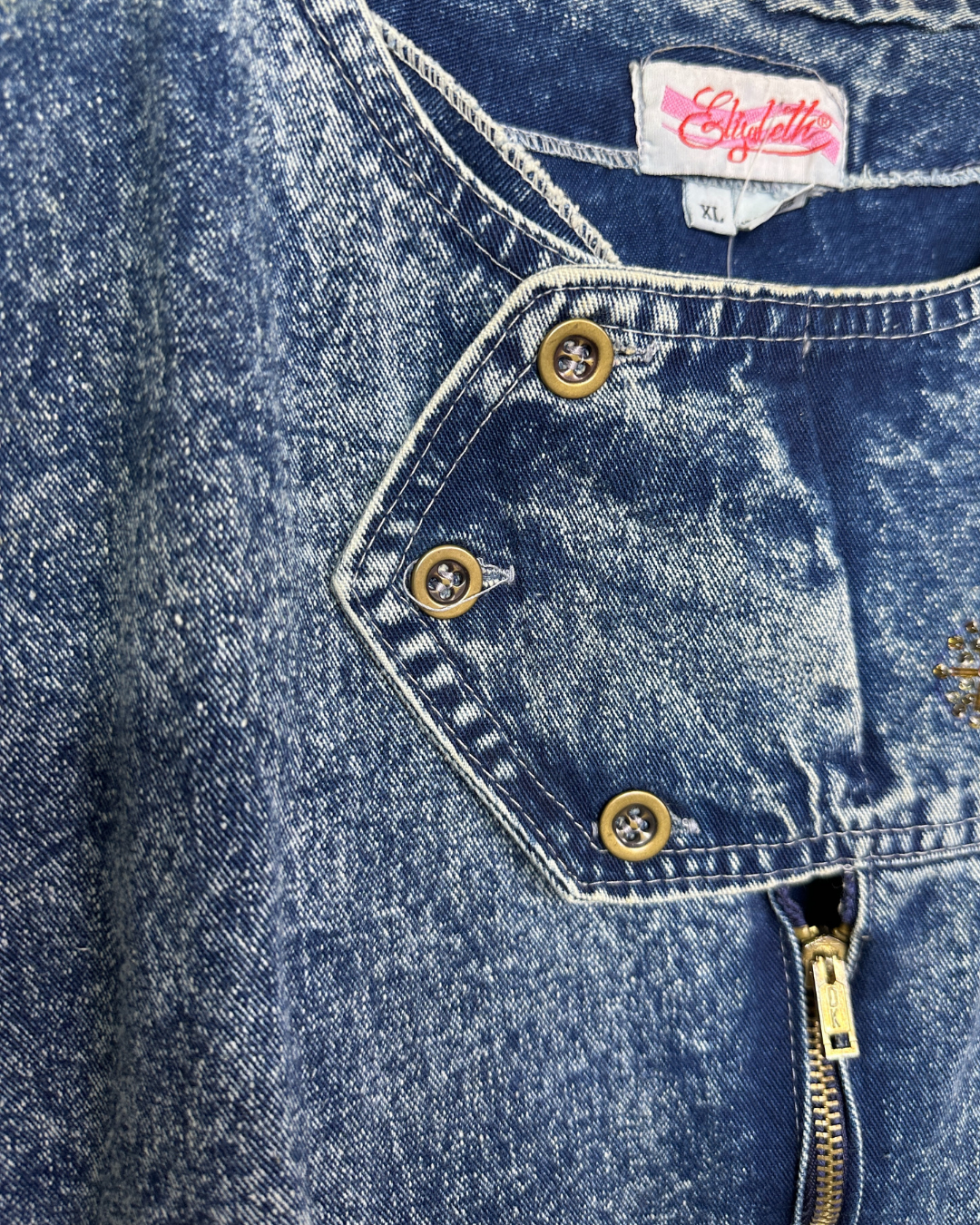 Vintage 80s Embellished Denim Vest XL