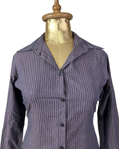 Nicole Striped Fitted Shirt - Small