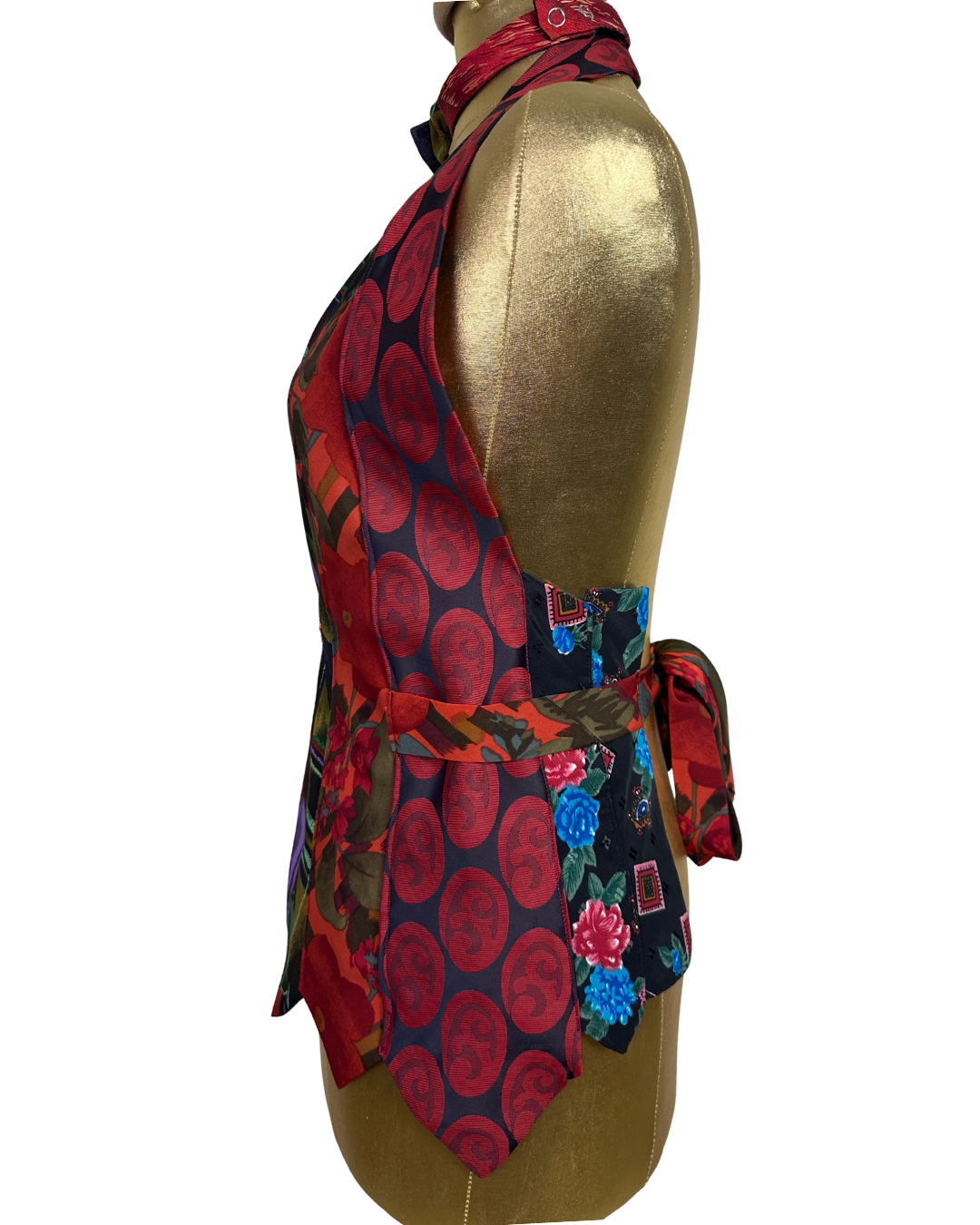 Handmade Upcycled Tie Vest Top with Choker