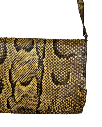 Vintage Genuine Snakeskin Crossbody Bag with Gold Accents