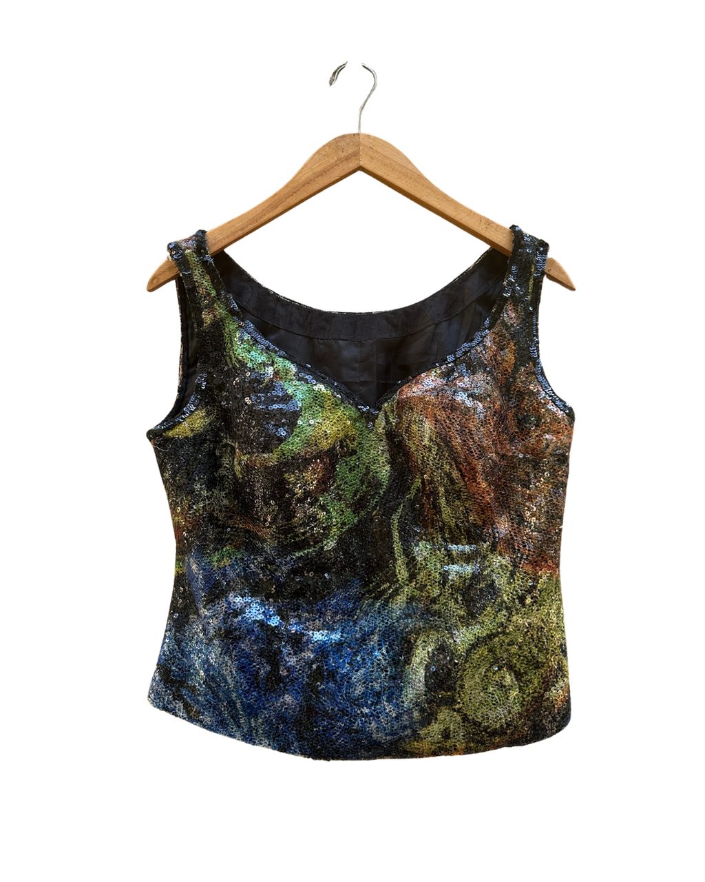 Vintage Y2K Abstract Swirl Sequin Cupped Tank Top