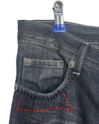 Miss Teen Y2K Dark Wash Jeans with Knee Buckles & Back Zippers