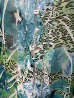Animal Print Turquoise Blouse - Large