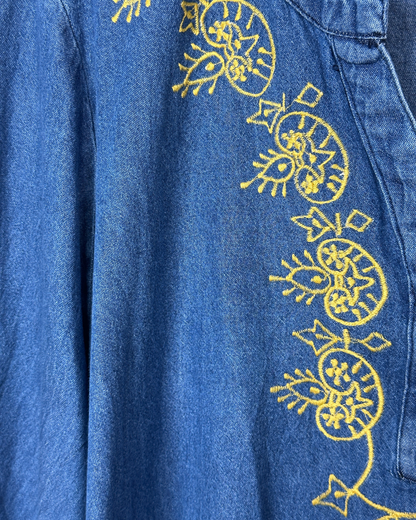 Embroidered Denim Blouse XL